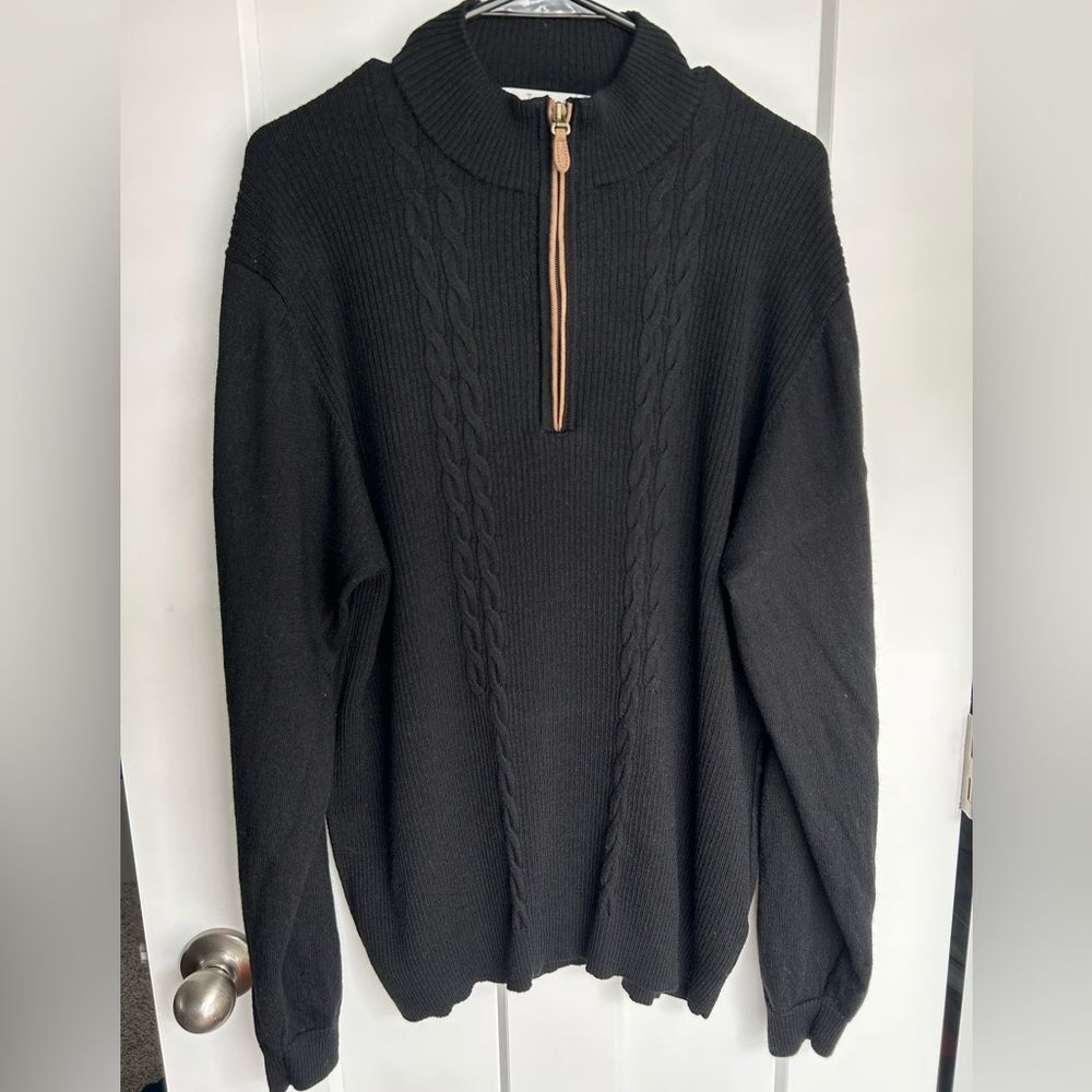 Turnbury XL  100% Extra Fine Merino Wool Quarter Zip Sweater Cable Fisherman